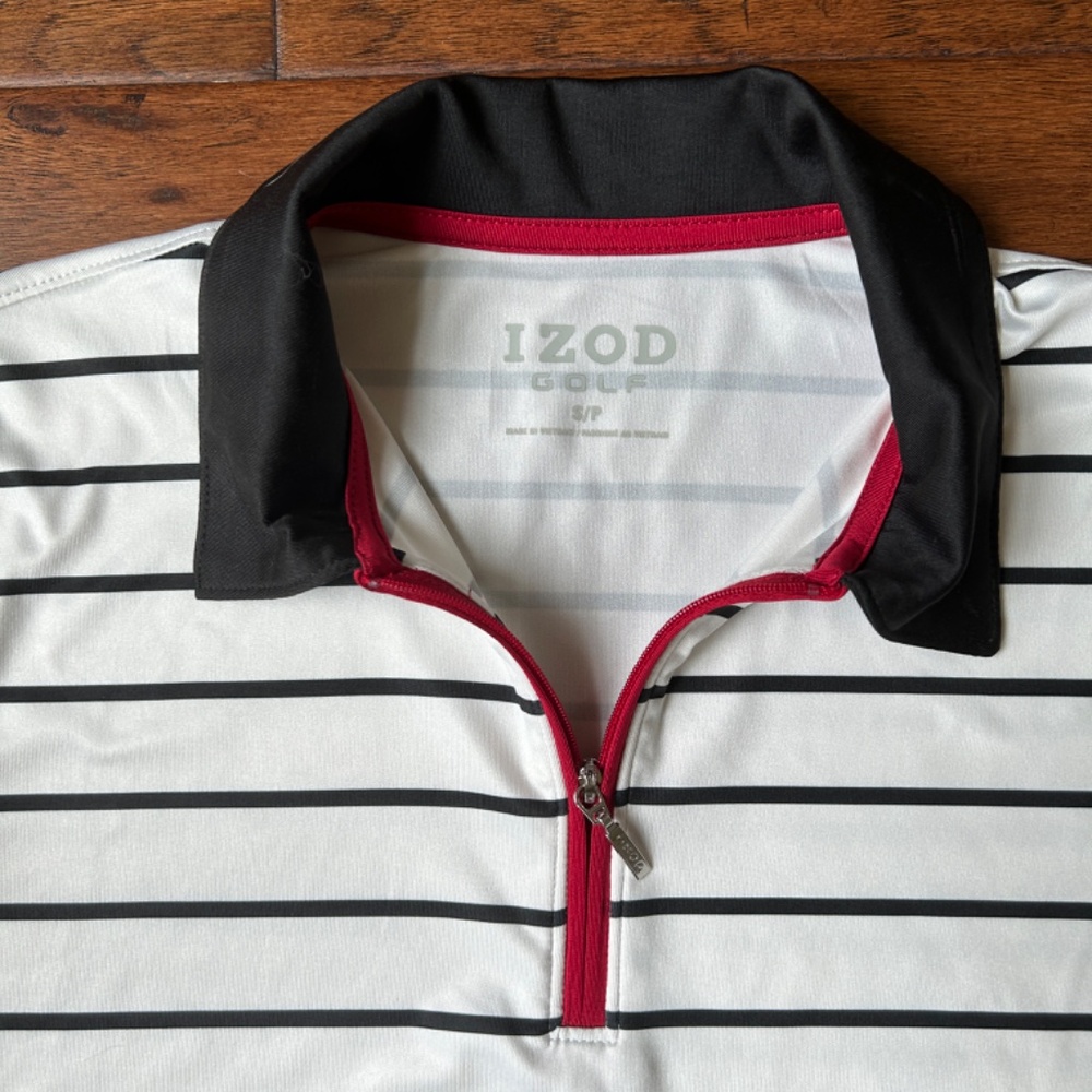 Golf Polo Women Short Sleeve Polo White / Black Stripe Size S/P IZOD